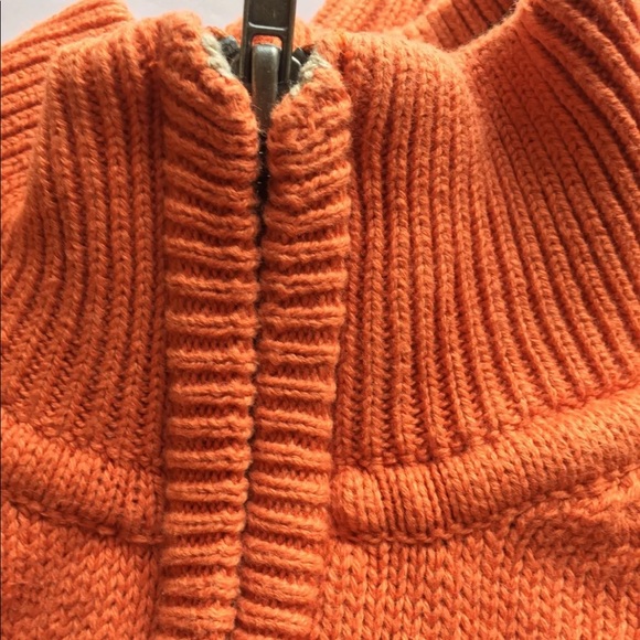 VTG Bill Blass Men Sweater Chunky Medium Orange Cotton Half Zip Long Sleeve - Picture 5 of 13
